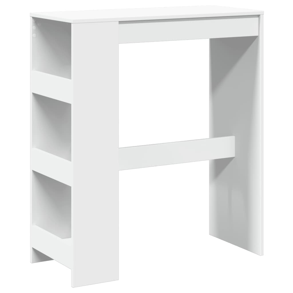 vidaXL Mesa de bar com prateleiras derivados de madeira branco