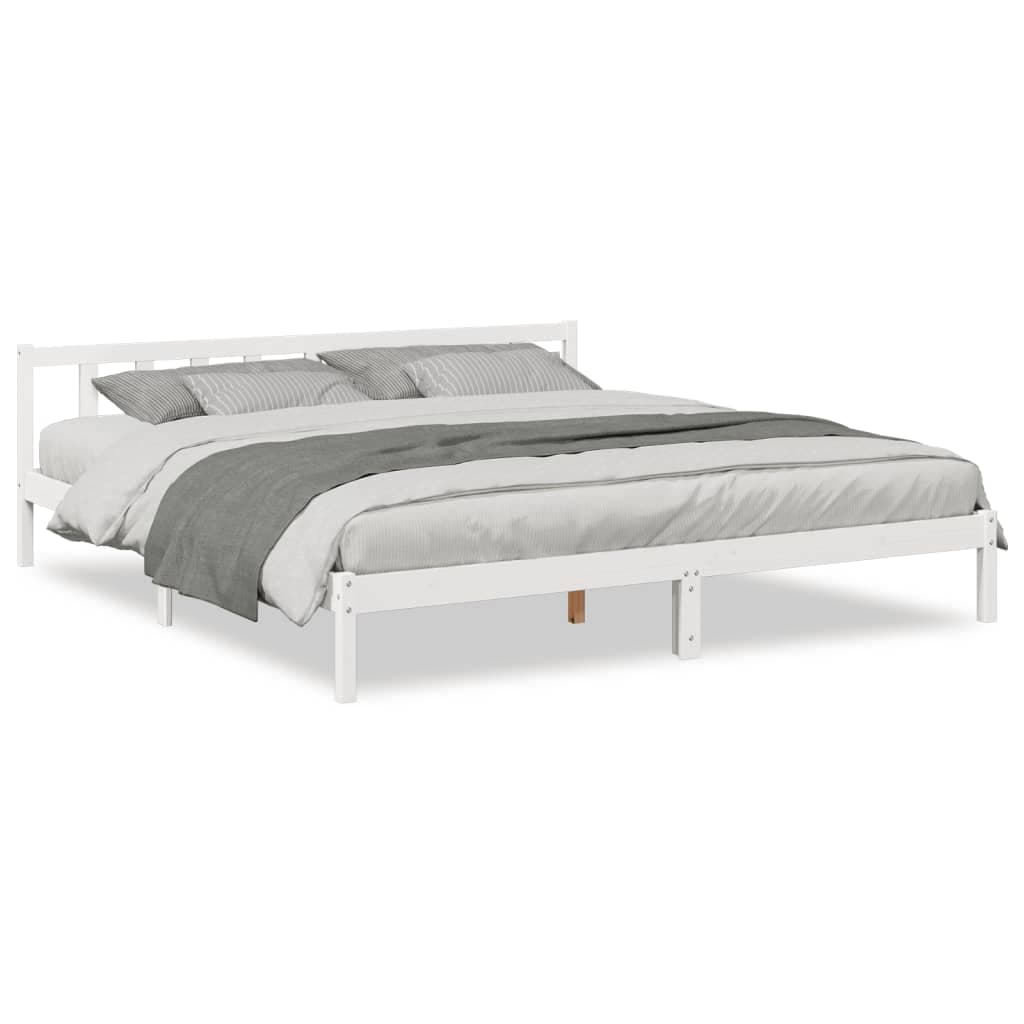 vidaXL Cama Extra Longa sem Colchão 180x210 cm Pinho Maciço Branco - 2260282983