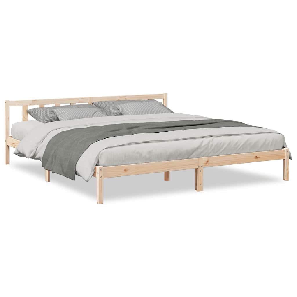 vidaXL Cama Extra Longa sem Colchão 200x210 cm Madeira de Pinho Maciça - 2955149316