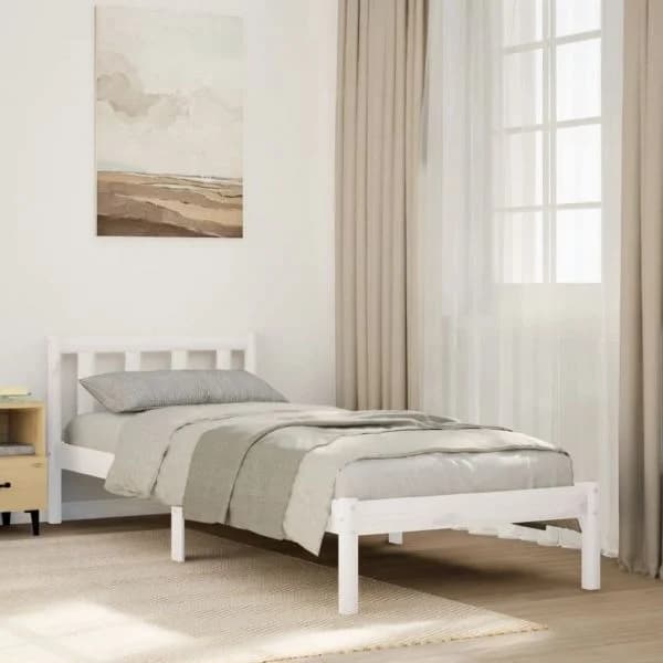 vidaXL Cama Extra Longa sem Colchão 80x220 cm Pinho Maciço Branco - 690835902