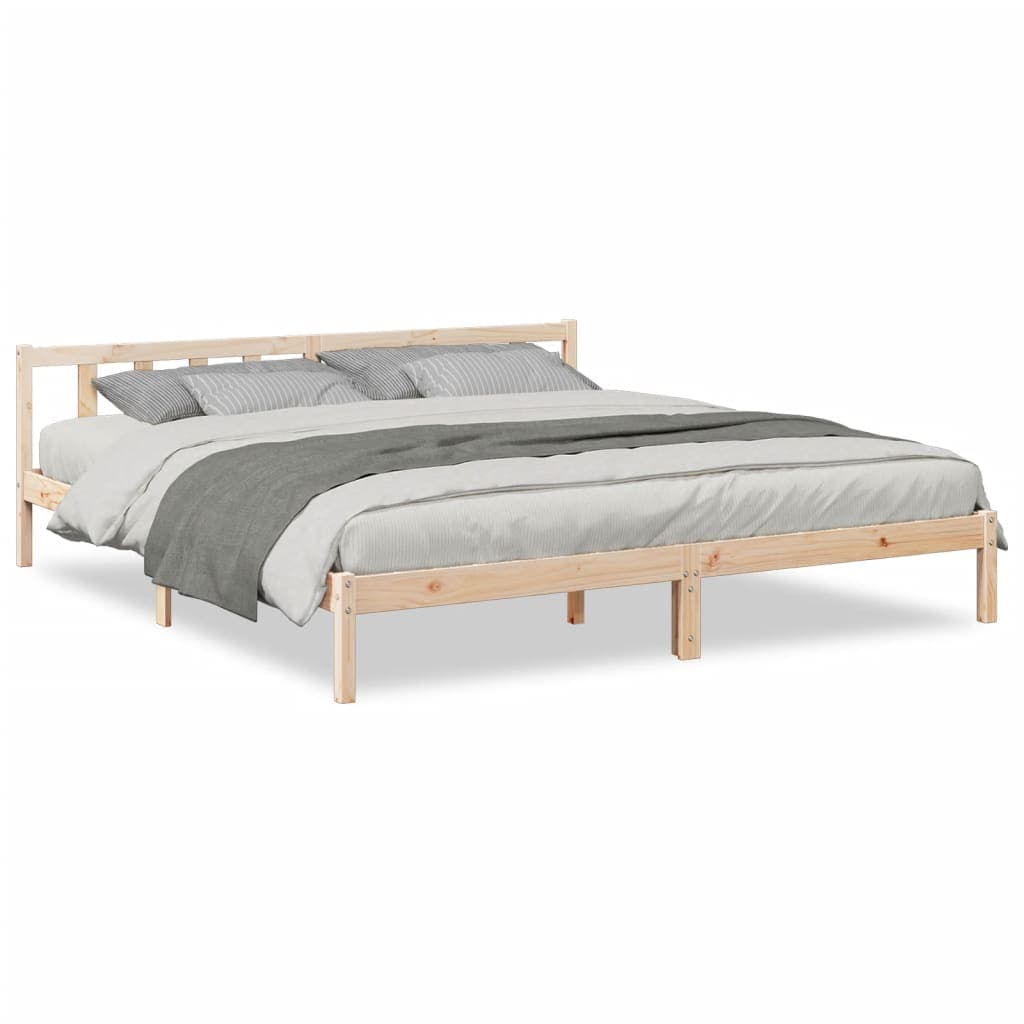 vidaXL Cama Extra Longa sem Colchão 180x220 cm Madeira de Pinho Maciça - 1194414185