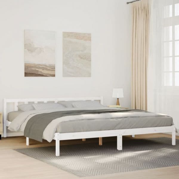 vidaXL Cama Extra Longa sem Colchão 180x220 cm Pinho Maciço Branco - 808870143