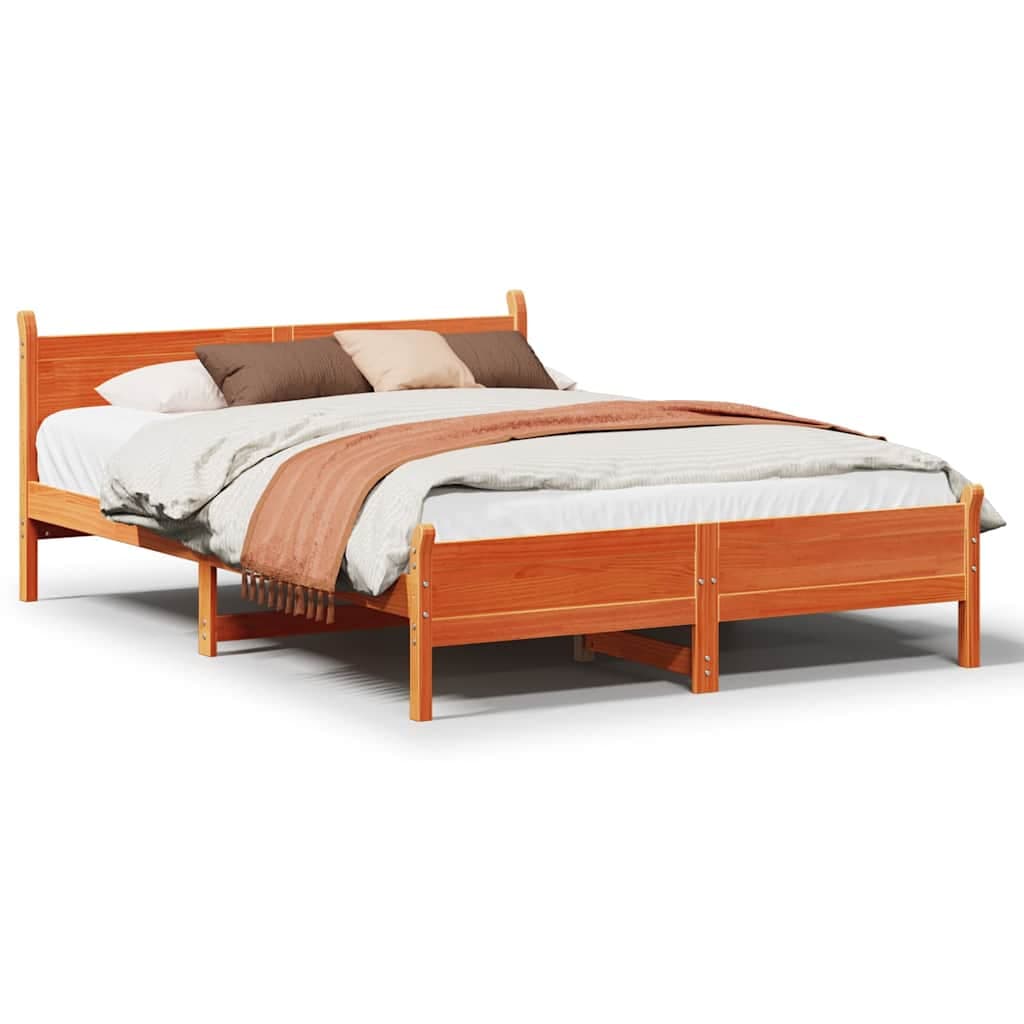 VidaXL Cama sem colchão 140x190 cm pinho maciço castanho-mel