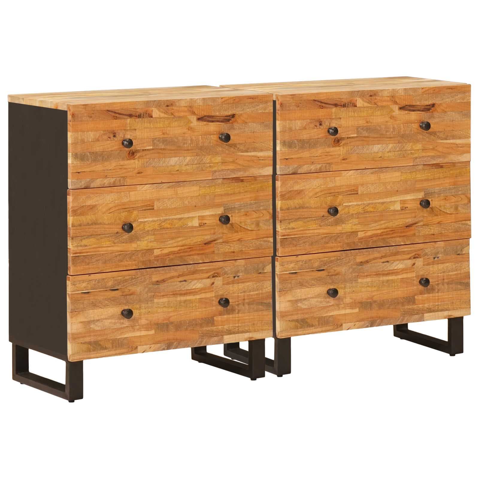 vidaXL Buffet 2 pcs Castanho 60 x 33 x 75 cm Madeira de manga maciça