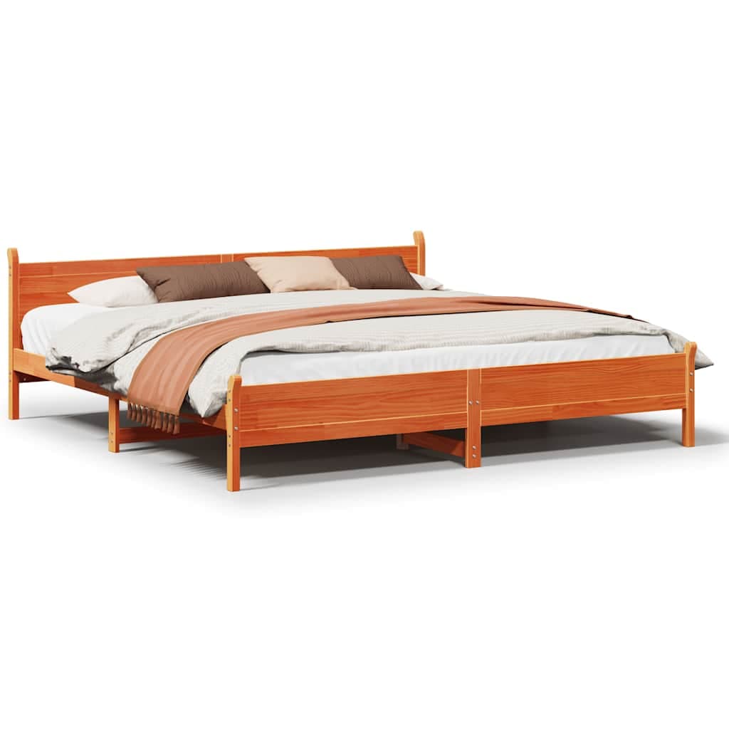 vidaXL Cama sem colchão 200x200 cm pinho maciço castanho-mel