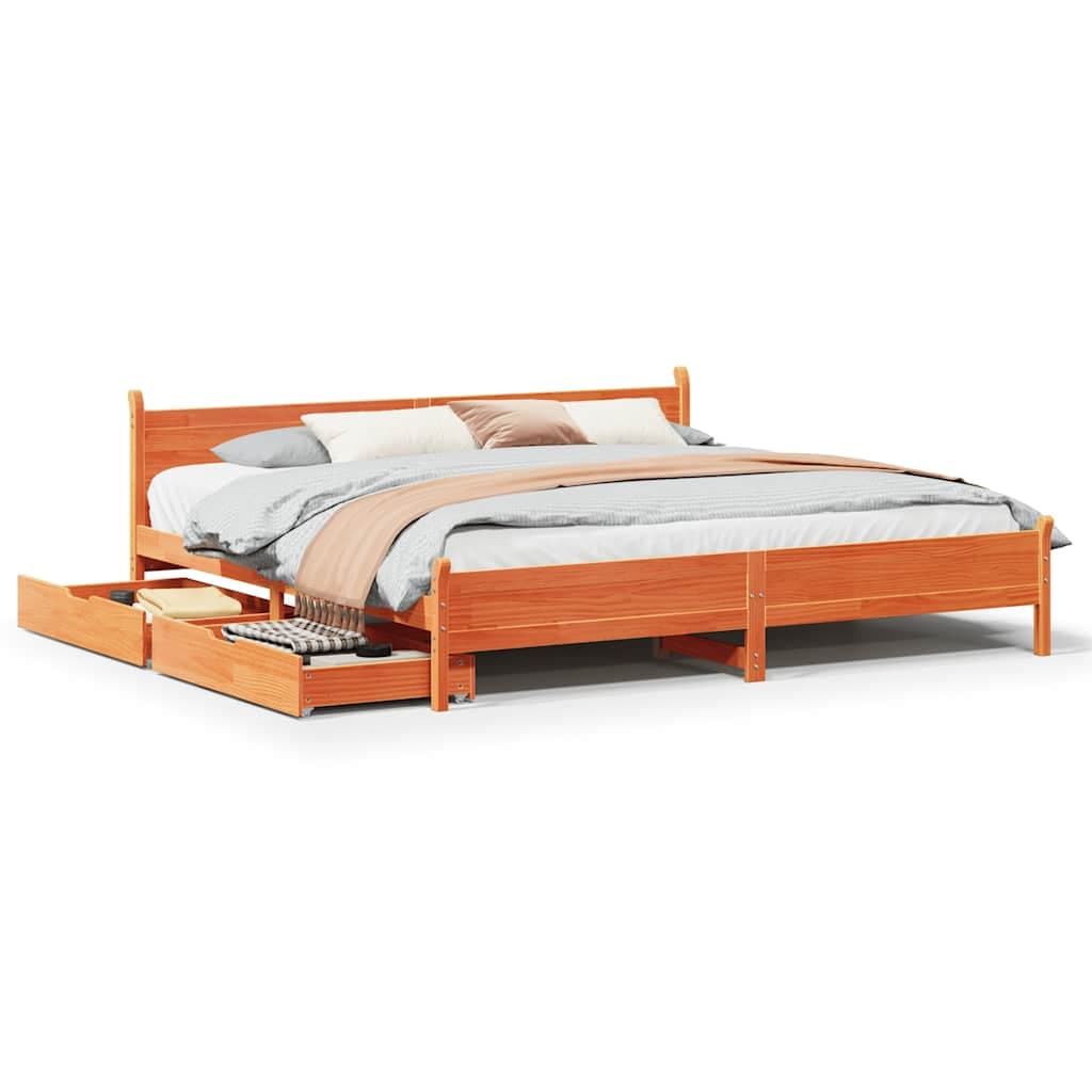 vidaXL Cama sem colchão 200x200 cm pinho maciço castanho-mel