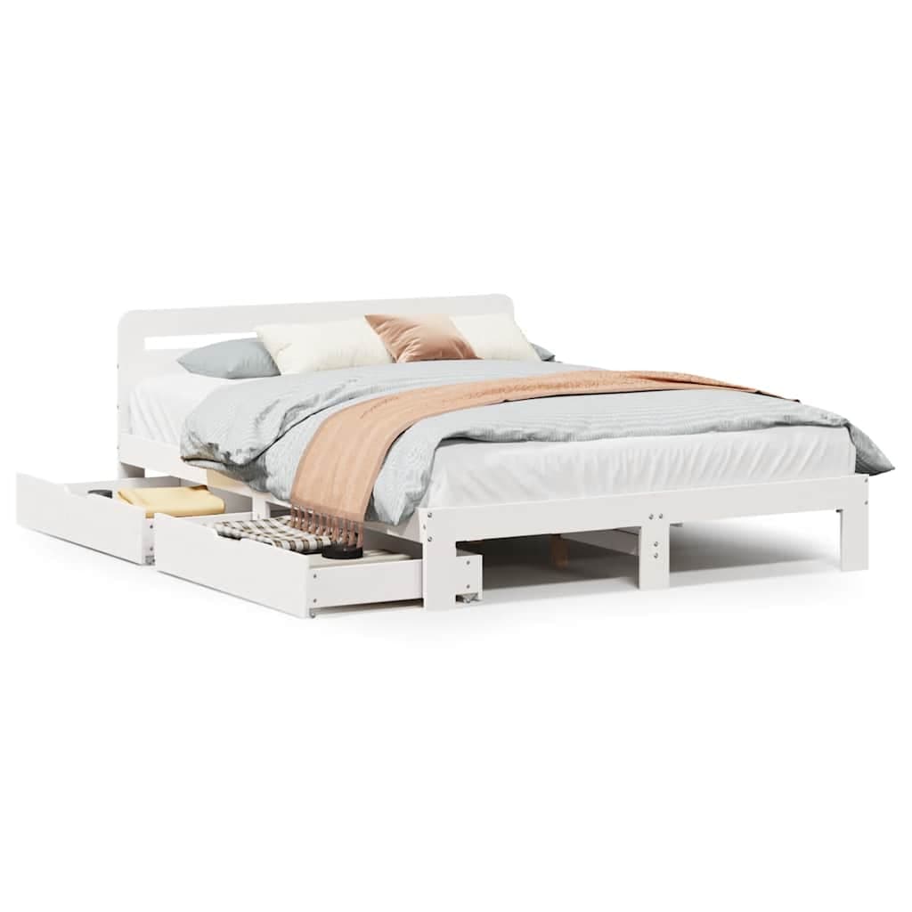 vidaXL Cama sem colchão 160x200 cm madeira de pinho maciça branco