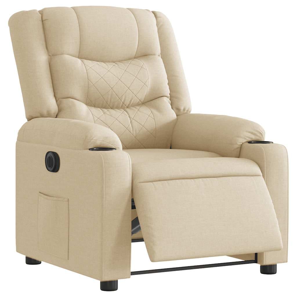vidaXL Poltrona Reclinável Elétrica Tecido Cor Creme - 2020510851