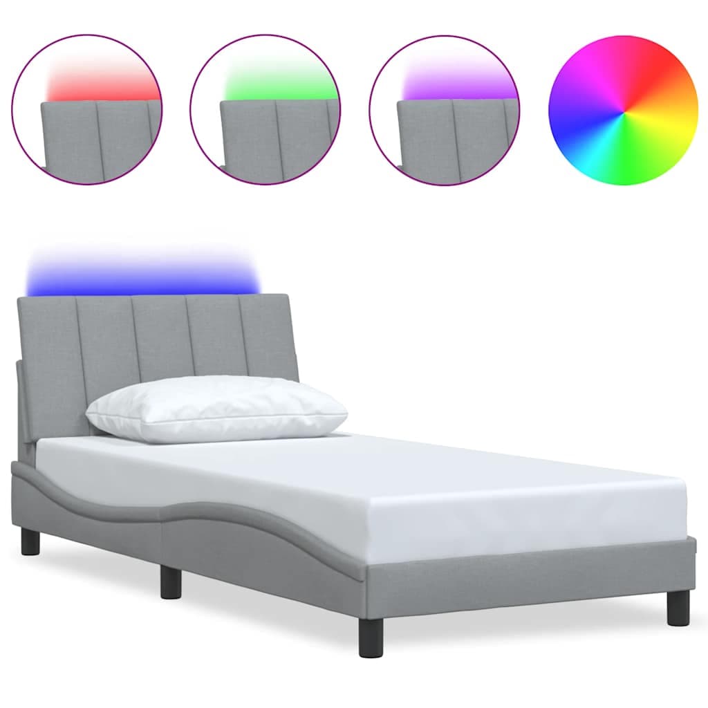 vidaXL Estrutura de cama sem colchão Hanko 100x200 cm tecido cinzento-claro