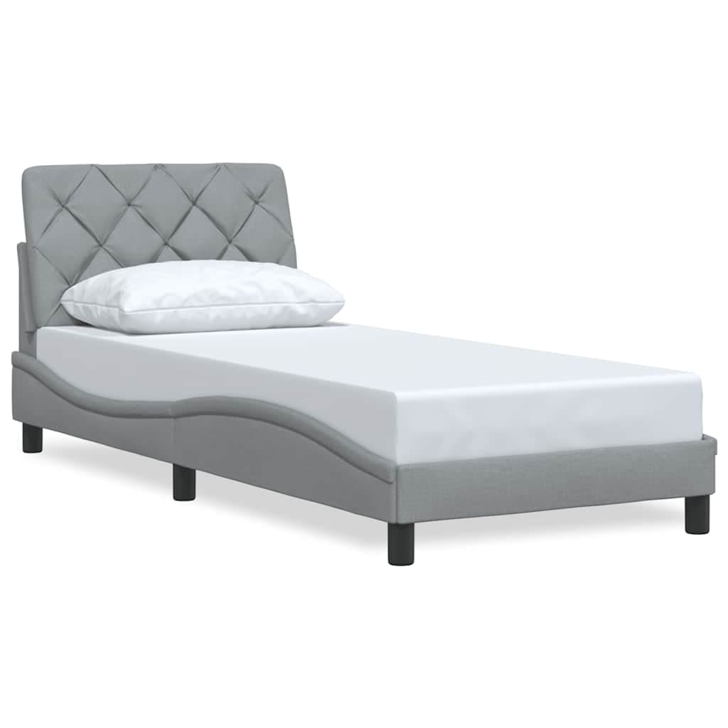 vidaXL Estrutura de cama sem colchão 90x190 cm tecido cinzento-claro