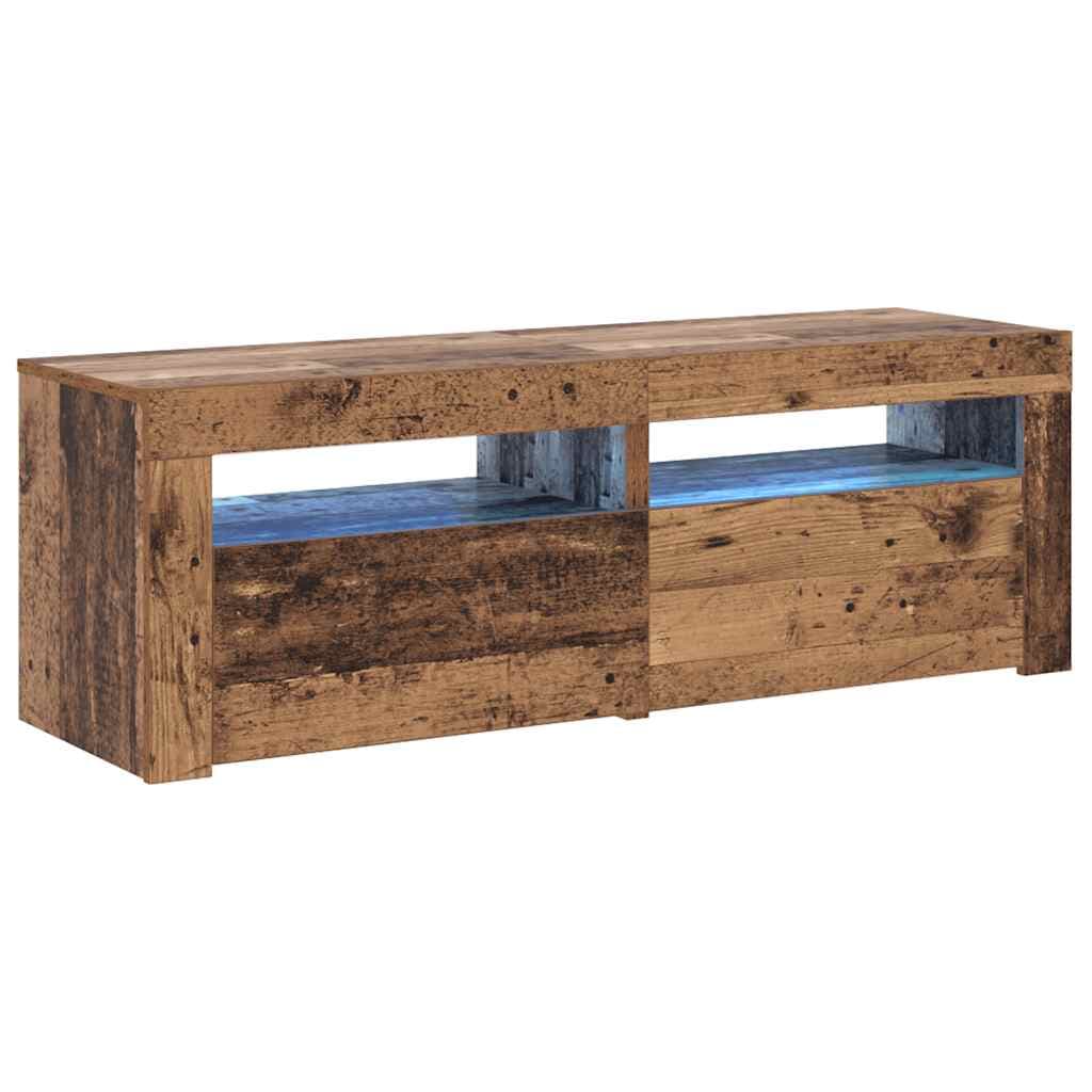 vidaXL Móvel de TV com luzes LED derivados de madeira madeira velha
