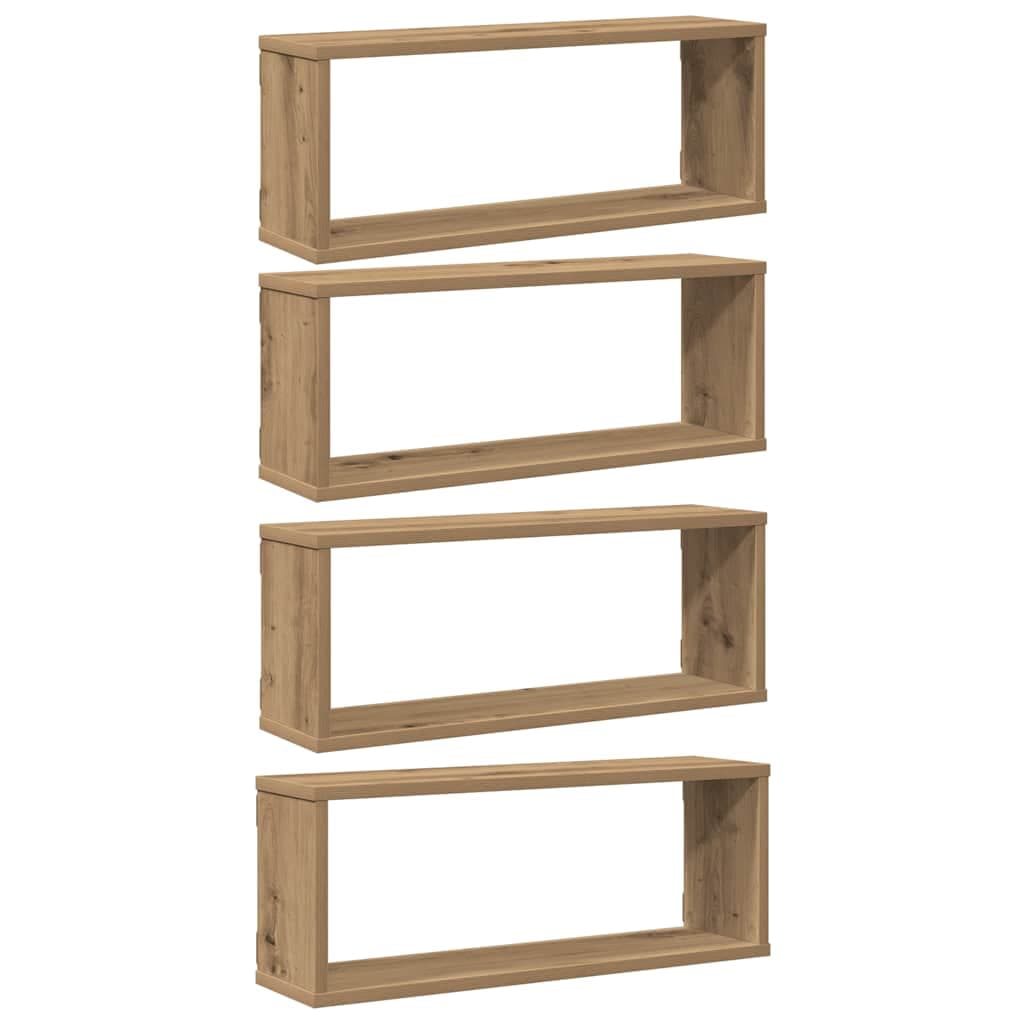 vidaXL Prateleiras parede cubo 4 pcs deriv. madeira carvalho artisiano