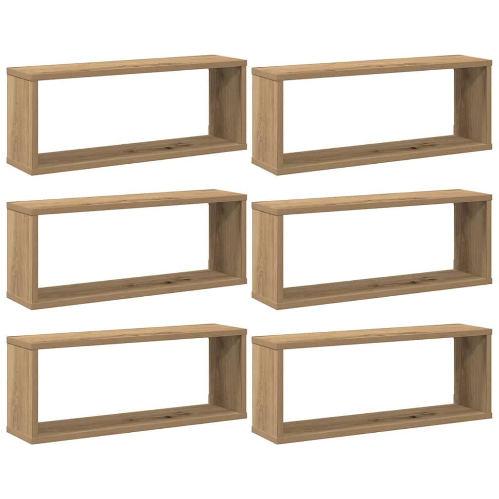 vidaXL Prateleiras parede cubo 6 pcs deriv. madeira carvalho artisiano