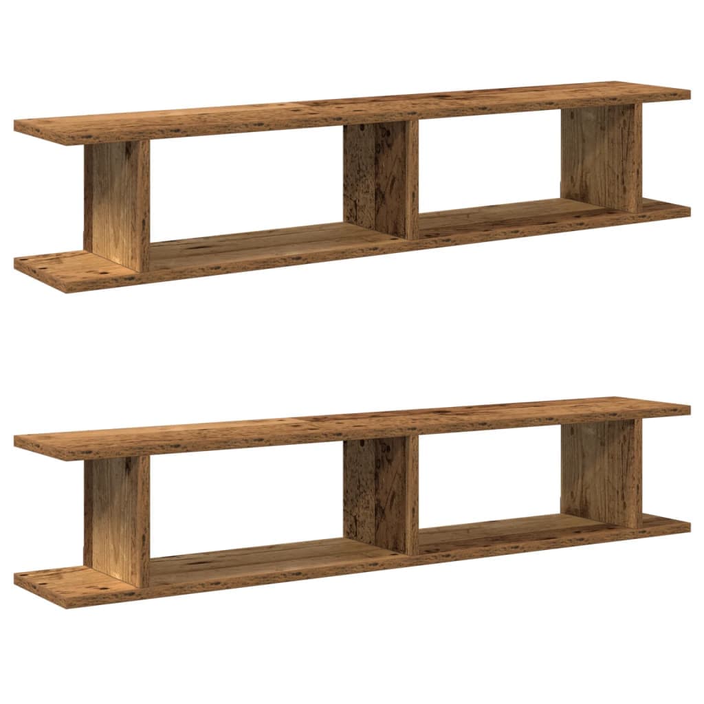 vidaXL Estantes parede 2 pcs 105x18x20 cm deriv. madeira madeira velha