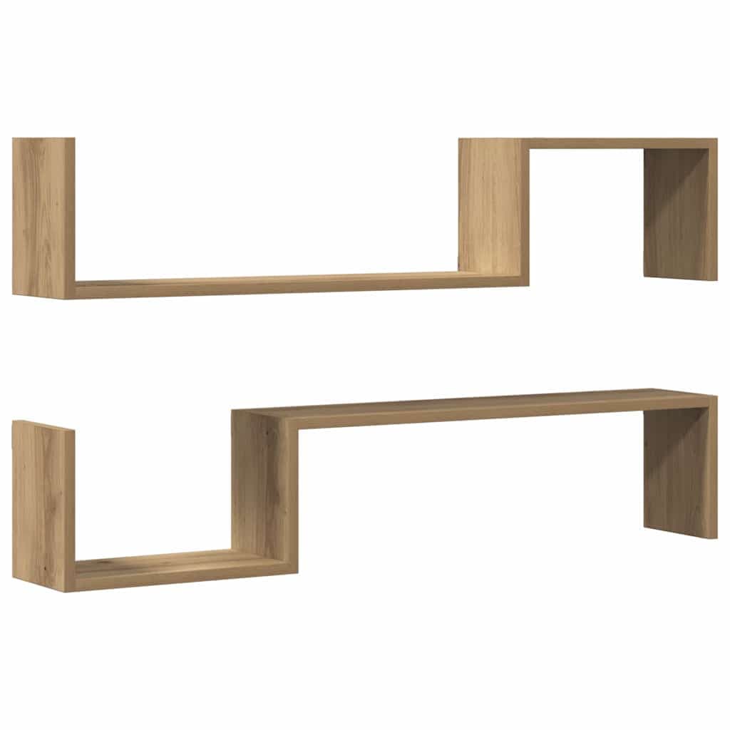 vidaXL Prateleiras parede 2 pcs derivados madeira carvalho artisiano