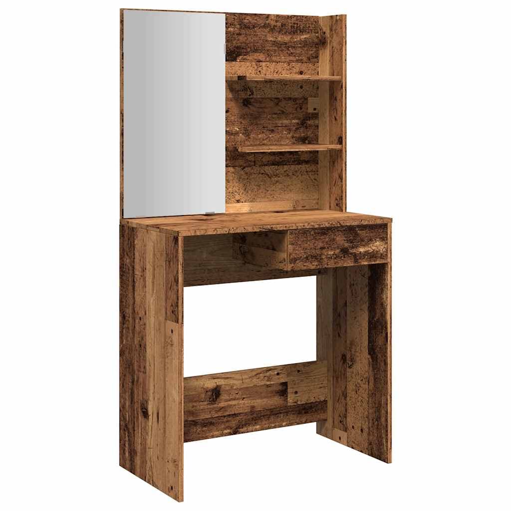 vidaXL Toucador com espelho madeira velha 74,5x40x141 cm