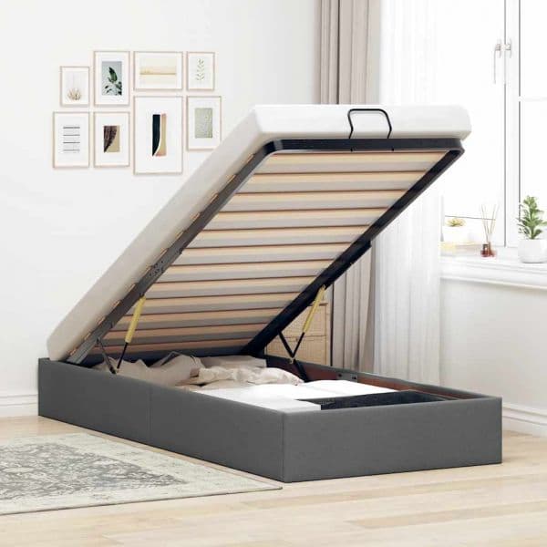 vidaXL Estrutura de Cama Otomana sem Colchão 80x200 cm Cinzento Escuro - 3401583590