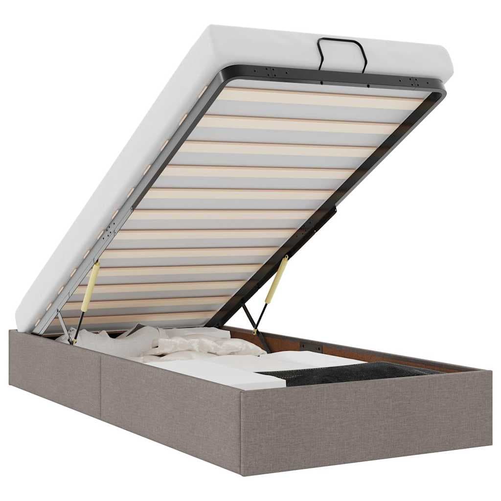 vidaXL Estrutura de Cama Otomana sem Colchão 100x200cm Tecido Cinzento - 2502746187