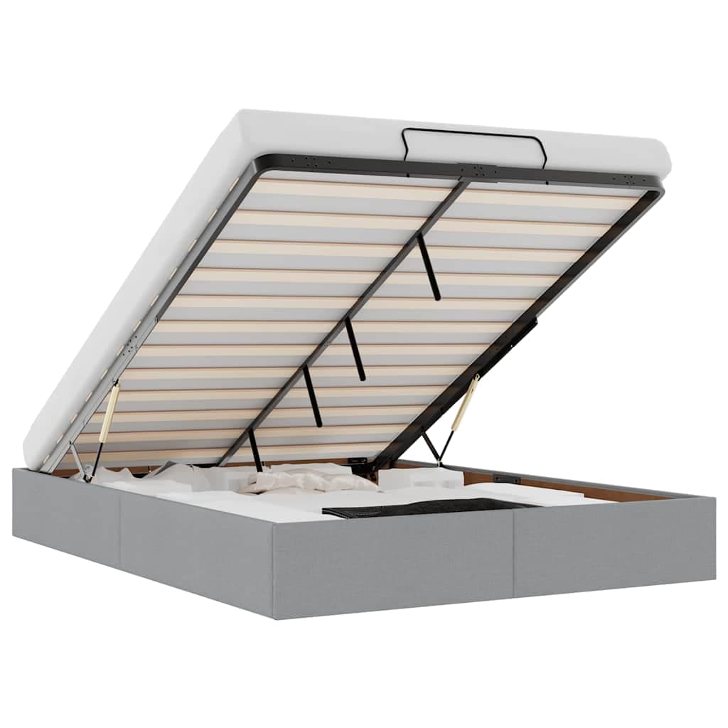 vidaXL Estrutura de Cama Otomana sem Colchão 140x200 cm Cinzento-claro - 3226957592