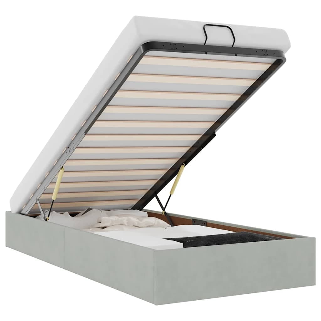 vidaXL Otomano Bed Frame No Colchão Cinzento Claro 90x190 cm Veludo