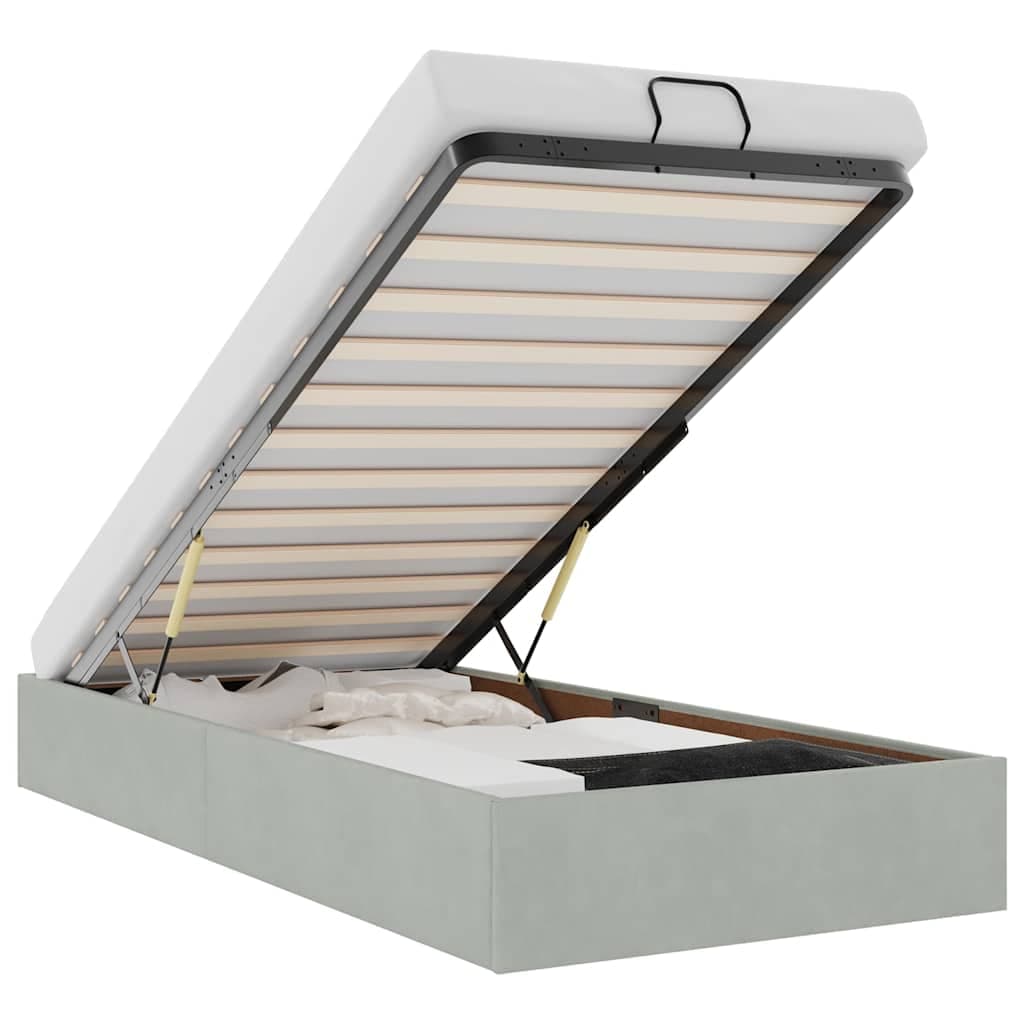 vidaXL Ottoman Bed Frame Sem Colchão Cinzento Claro 90x200 cm Veludo