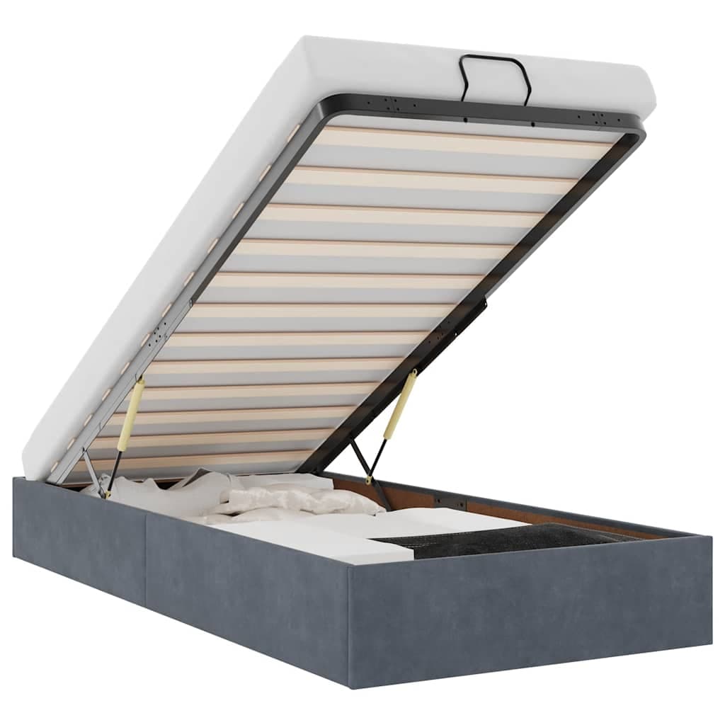 vidaXL Otomano Bed Frame No Colchão Cinzento Escuro 90x200 cm Veludo