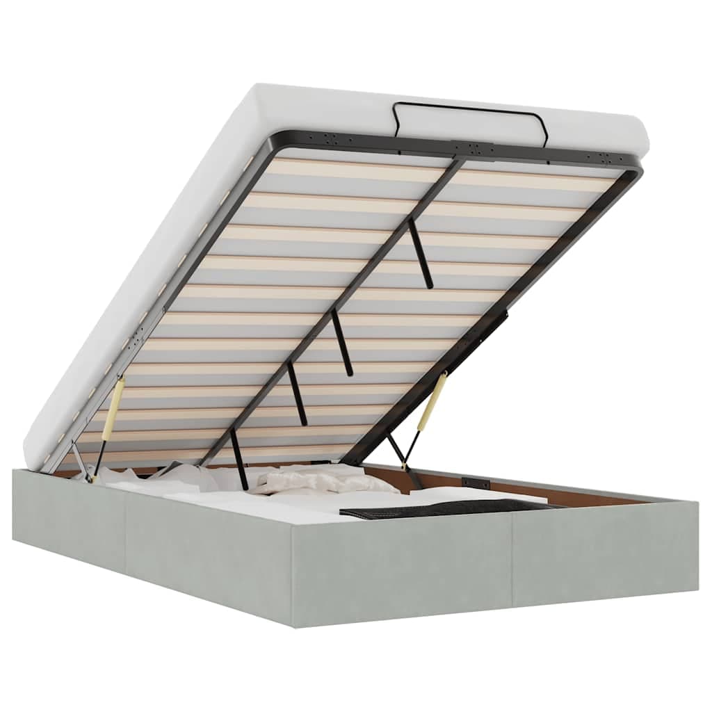 vidaXL Otomano Bed Frame No Colchão Cinzento Claro 120x190 cm Veludo