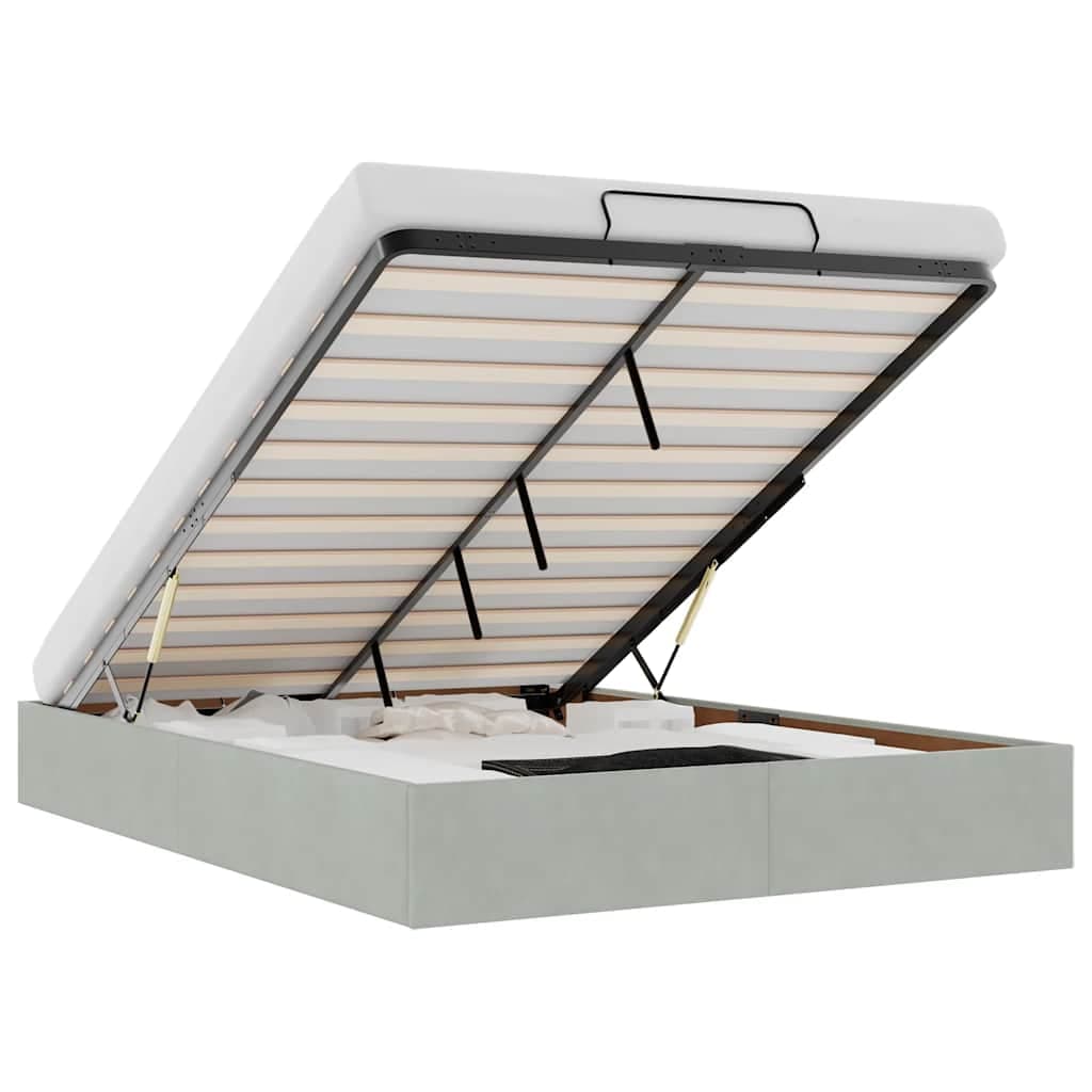 vidaXL Otomano Bed Frame No Colchão Cinzento Claro 140x190 cm Veludo