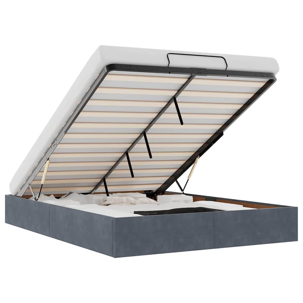 vidaXL Estrutura de Cama Otomana sem Colchão 140x190cm Cinzento Escuro - 1595289761