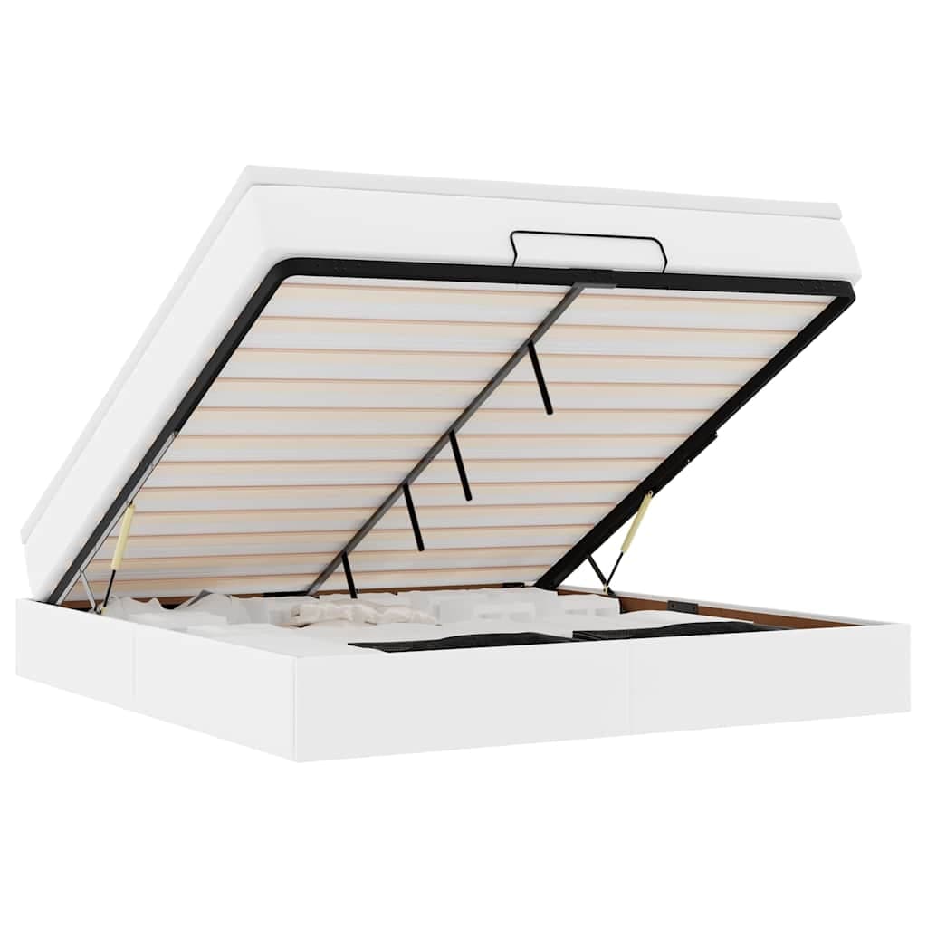 vidaXL Estrutura de Cama Otomana com Colchão Branco Couro Falso - 2854746694