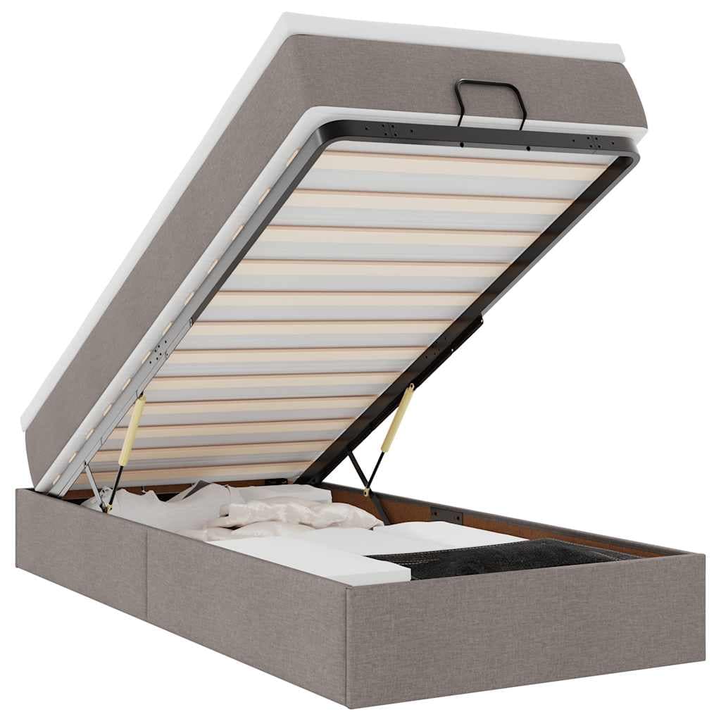 vidaXL Estrutura de Cama Otomana com Colchão Tecido Cinzento 80x200cm - 145655125