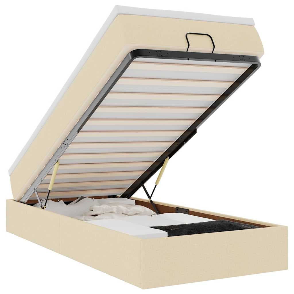 vidaXL Estrutura de cama otomana com creme de colchão 90x190cm tecido