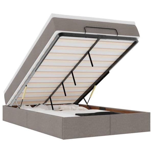 Moldura de Cama Otomana vidaXL com Tecido Cinza 120x200cm - 3370422636