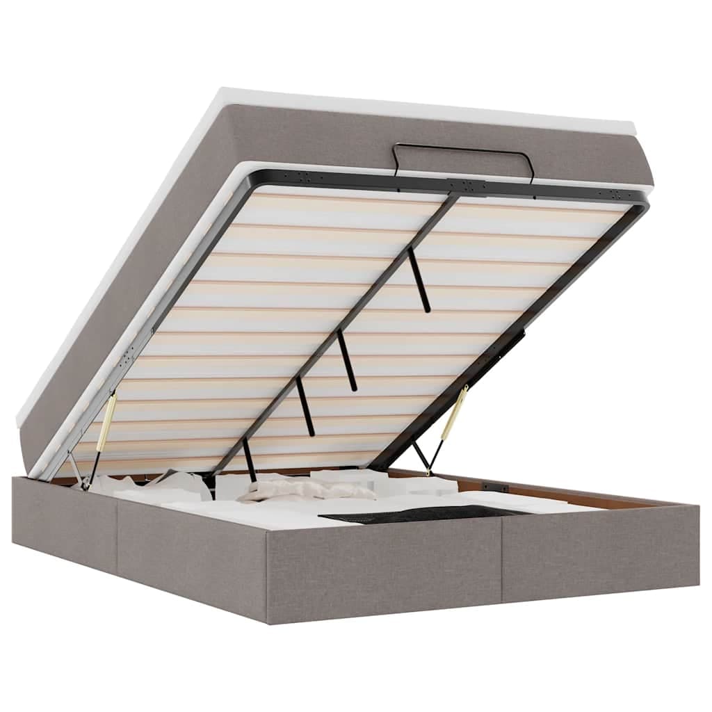 vidaXL Estrutura de Cama Otomana com Colchão Tecido Cinzento 140x190cm - 1224143255