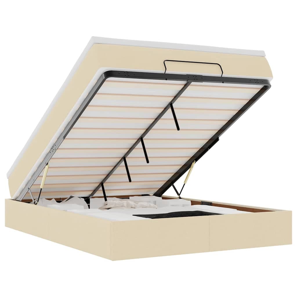 vidaXL Estrutura de cama otomana com creme de colchão 140x190cm tecido