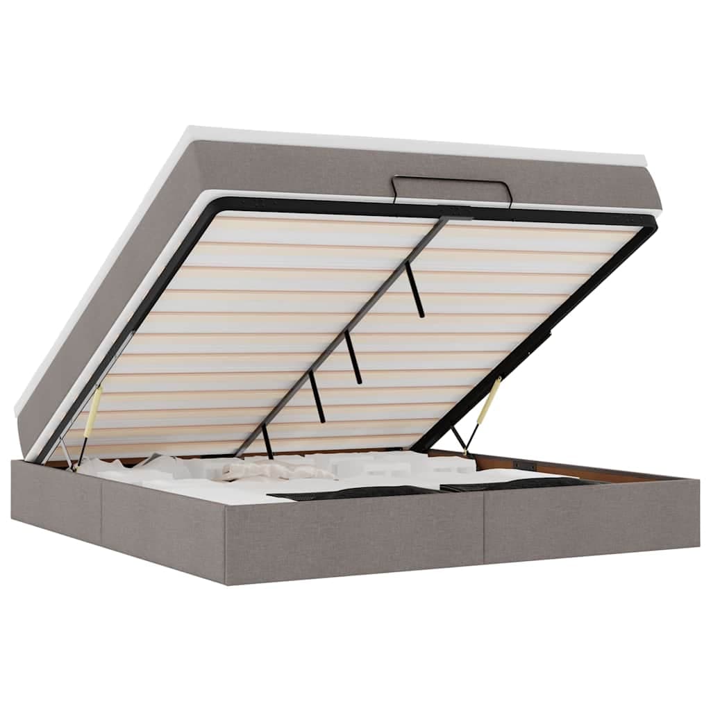 vidaXL Estrutura de Cama Otomana com Colchão Tecido Cinzento 160x200cm - 1689675341