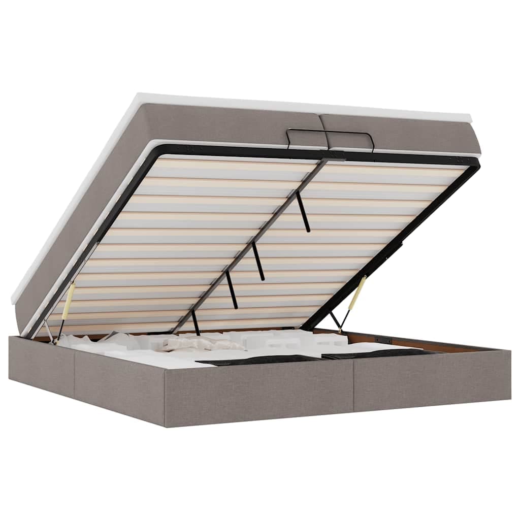 vidaXL Estrutura Cama Otomana com Colchões Tecido Cinzento 200x200cm - 1947933479