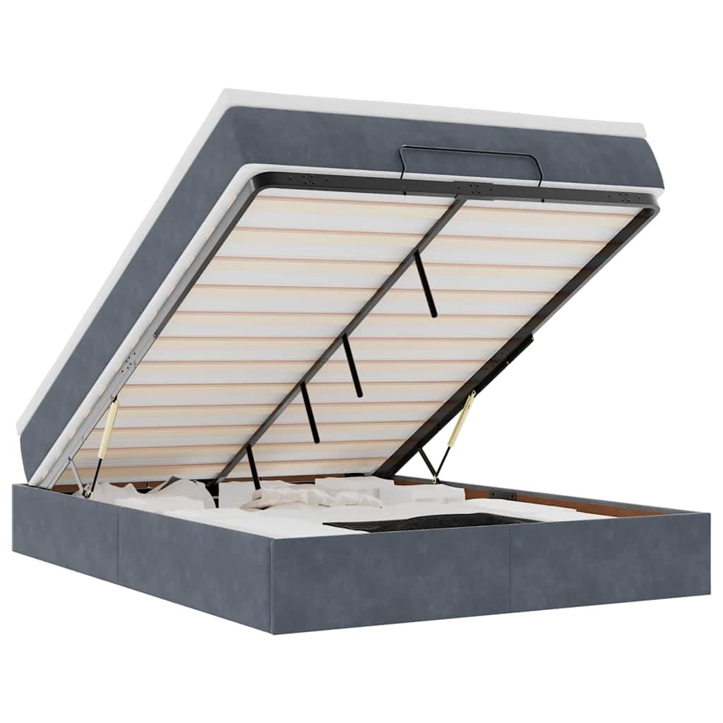 vidaXL Estrutura de Cama Otomana com Colchão 140x200cm Cinzento Escuro - 2150595487