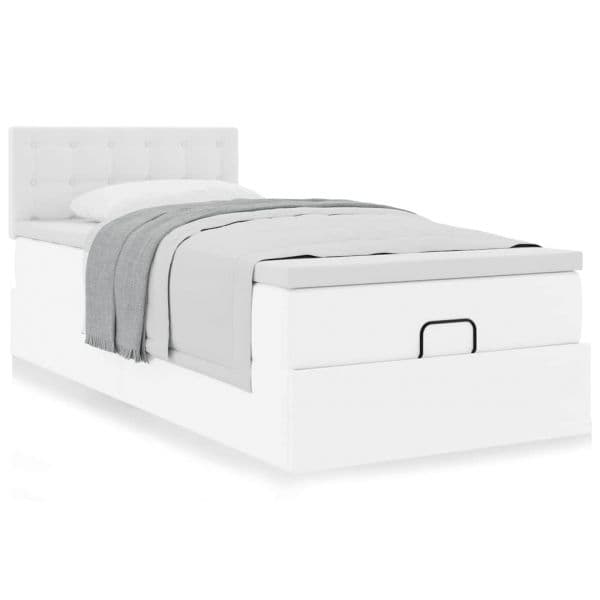 vidaXL Cama Otomana com Colchão 80x200 cm Couro Artificial Branco - 461843537
