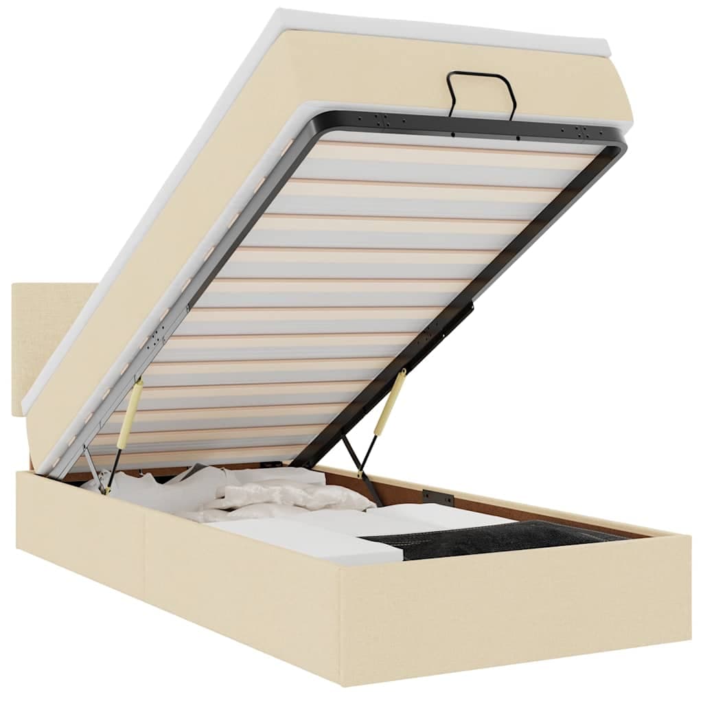 vidaXL Estrutura de Cama Otomana com Creme de Colchão 80x200cm Tecido - 2418532942