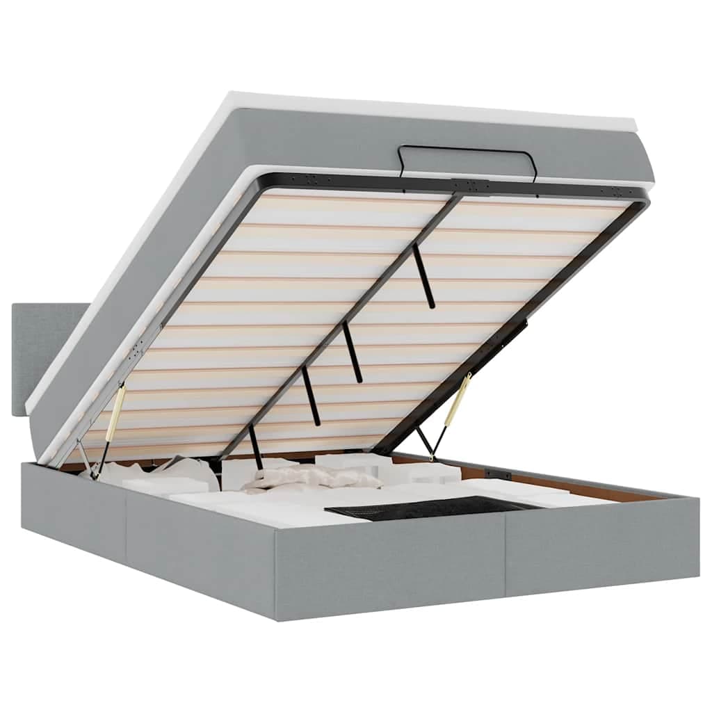 vidaXL Estrutura Cama Otomana Colchão 140x200cm Tecido Cinzento Claro - 2595266224