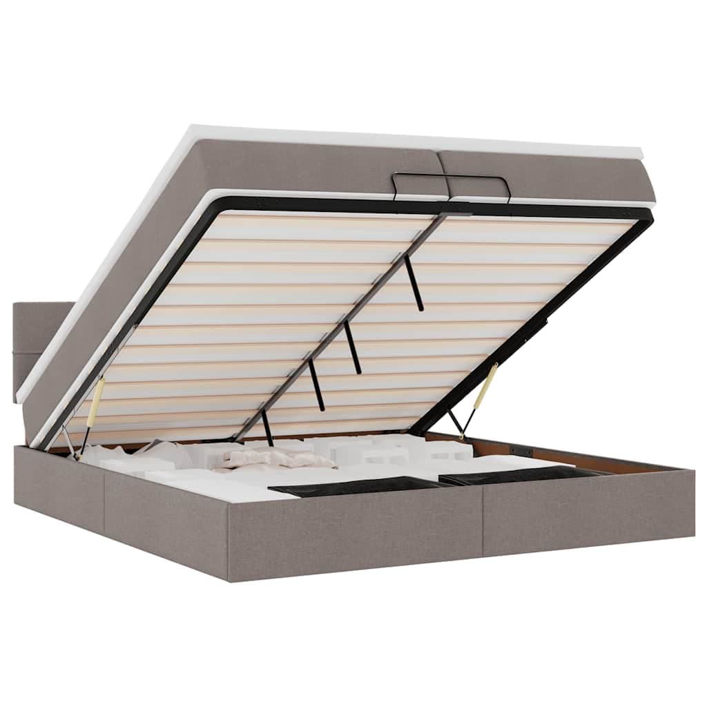 vidaXL Estrutura de cama otomana com colchão cinza 200x200 cm tecido