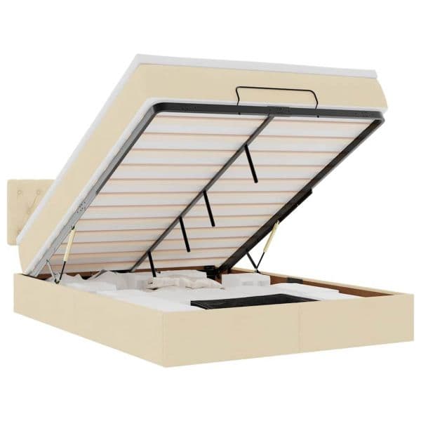 vidaXL Cama Otomana com Colchão Tecido Creme 140x190 cm - 904227095