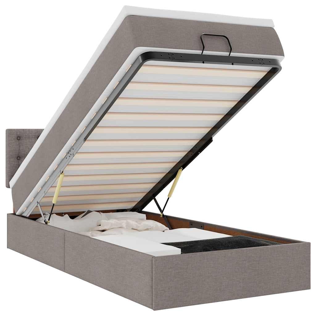 vidaXL Estrutura de Cama Otomana com Colchão Tecido Cinzento 80x200cm - 2572166683