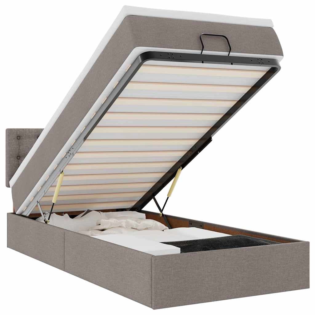 vidaXL Estrutura de cama otomana com colchão tecido cinzento 90x190cm