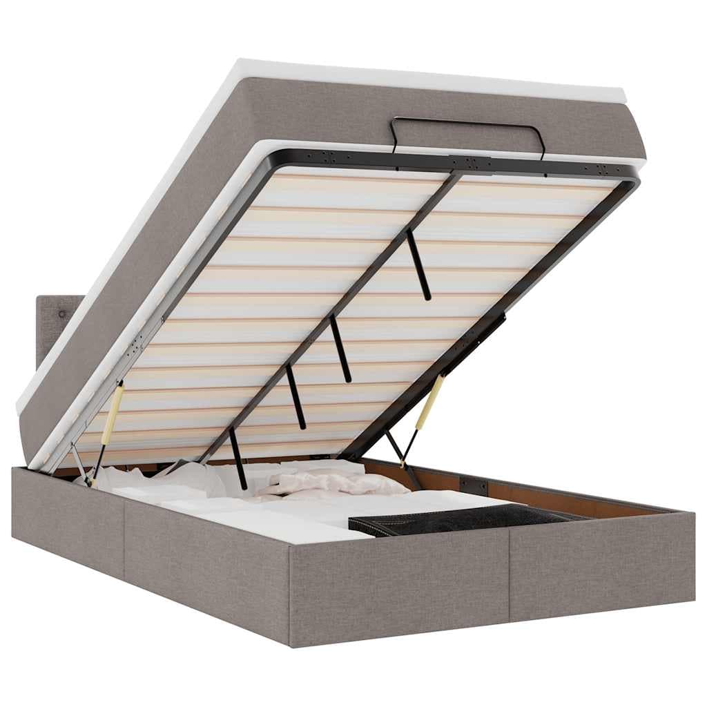 moldura de cama otomana vidaXL com tecido cinza 120x200cm
