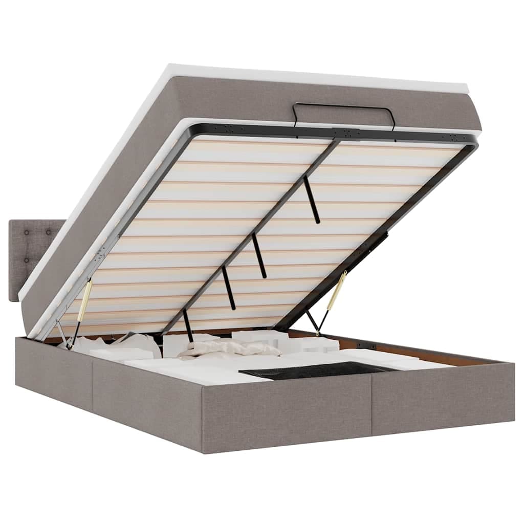vidaXL Cama Otomana com Colchão 140x200 cm Tecido Cinza - 2415333860