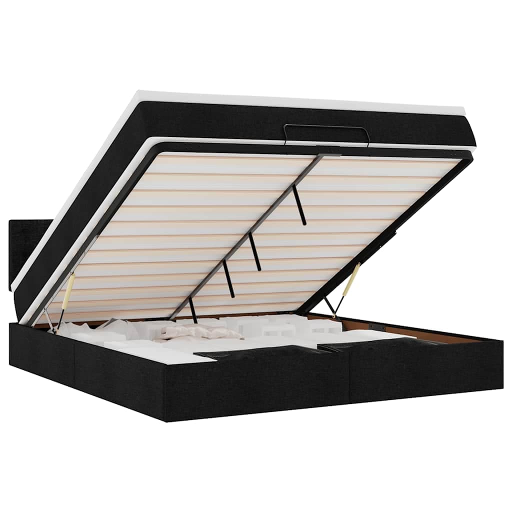 vidaXL Estrutura de cama otomana com colchão 180x200 cm tecido preto