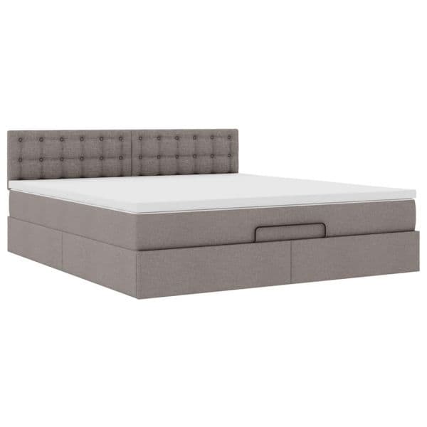Moldura de Cama Otomana vidaXL com Tecido Taupe 180x200cm - 2930411252