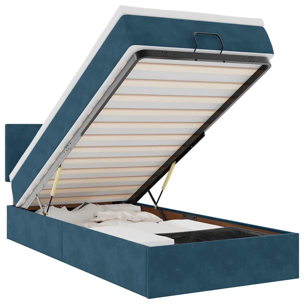 vidaXL Estrutura cama otomana colchão 80x200 cm veludo azul escuro